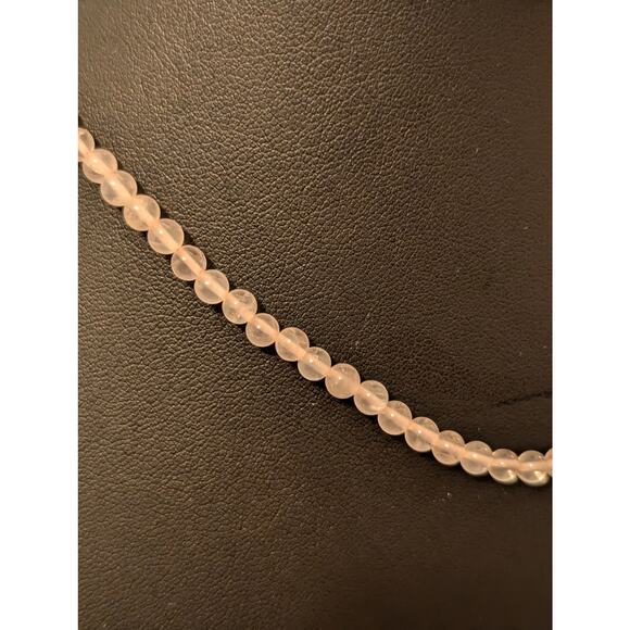 Clear Glass Bead Strung on Pink Thread 925 Sterling Silver Choker 17" Necklace - Picture 2 of 4